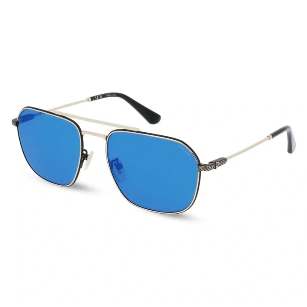 New! Police Blue Mirrored Aviator Sunglasses, Police SPLF64 300B, Authentic